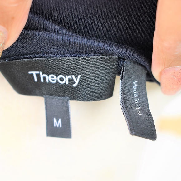 Theory Malkan Navy White Classic Tee Dress Size Medium - Picture 6 of 13